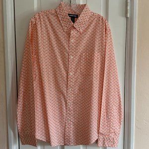 Lands' End Men's Buttondown Shirt Peach & White Armadillo Print